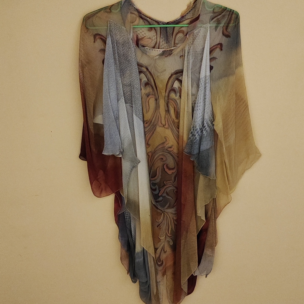 Viscose like crepe silk kaftan/tunic size med . - Picture 5 of 10
